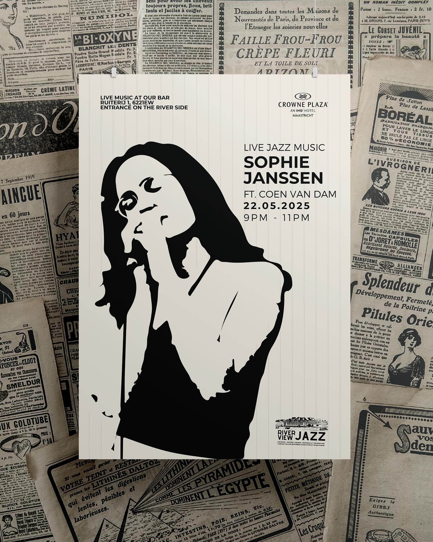 TONIGHT at 9PM: River View Jazz with @akkephietje accompanied by the one and only @ikbennietcoenvandam!
Let Sophie’s soulful vocals and jazzy vibes carry you into the night during this special live session at our bar, overlooking the River Maas.
Whether you’re meeting friends for a drink or flying solo, this is your sign to slow down, sip something good, and enjoy the music.
📍 Crowne Plaza Maastricht
🕘 21:00–23:00
🎤 Live jazz, great drinks, unforgettable atmosphere
We’ll see you there!
#riverviewjazz #Maas #Livemusic #Maastricht #jazz #live #music #cocktail #uitinmaastricht #ihg #crowneplaza #crowneplazamaastricht